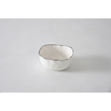 Pampa Bay Portofino Small Organic Square Bowl in White with Silver Trim