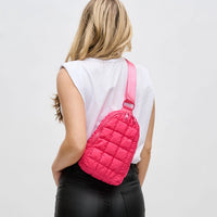 Sol and Selene Rejuvenate - Quilted Puffer Nylon Sling Backpack in Hot Pink