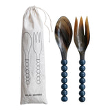 Natural Horn Salad Servers with Resin Ball Handles