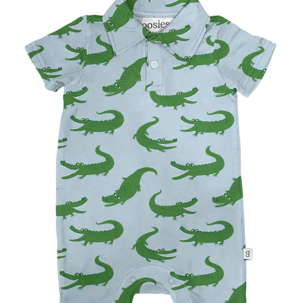 Goosies Short Sleeve Polo in Blue Alligators