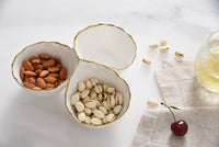 Pampa Bay Organic Three Section Server in White with Gold Trim