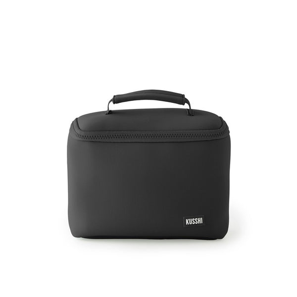 Kusshi Neoprene Collection Small Train Case in Black with Hot Pink
