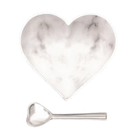 Inspired Generations Happy White Marble Heart with Heart Spoon