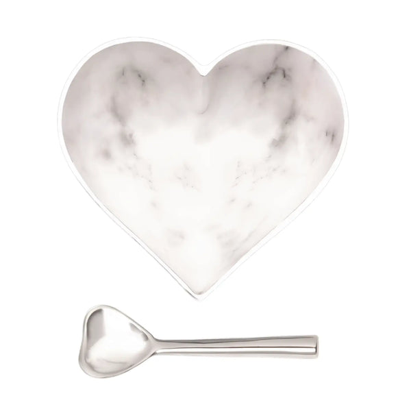 Inspired Generations Happy White Marble Heart with Heart Spoon