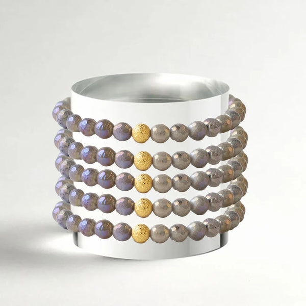 Lenny and Eva Gemstone Bracelet in 6mm Faceted Labradorite