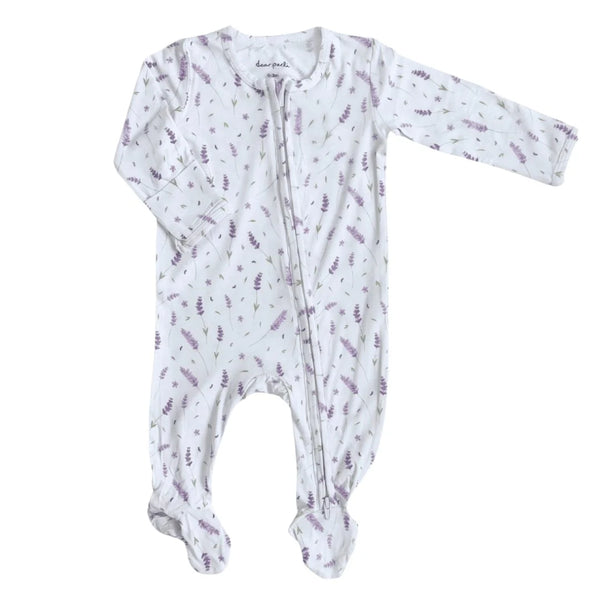 Dear Perli Footie Zippered One Piece in French Lavender