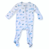 Dear Perli Footie Zippered One Piece in Under the Sea