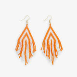 Ink + Alloy Haley Falling Lines Beaded Fringe Earrings Orange and White