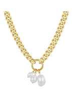Hjane Jewels Pearl Charm Curb Chain Necklace