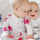 Sammy and Nat Bold Stars Footie Romper in Pink