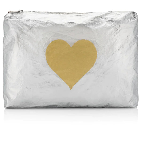 Hi Love Jumbo Zipper Pack in Heart of Gold on Silver