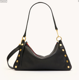 Hammitt Kyle Medium in Black Brushed Gold Red Zip