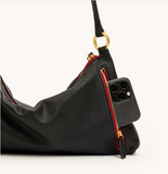 Hammitt Kyle Medium in Black Brushed Gold Red Zip