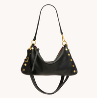 Hammitt Kyle Medium in Black Brushed Gold Red Zip