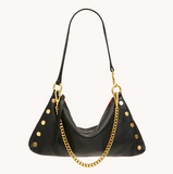 Hammitt Kyle Medium in Black Brushed Gold Red Zip