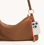 Hammitt Kyle in Mahogany Pebble with Brushed Gold Red Zip