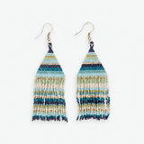 Ink + Alloy Lexie Horizontal Stripe Beaded Fringe Earrings Blue