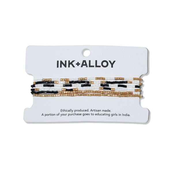 Ink + Alloy Macy Six Strands Luxe Beaded Bracelet Set Black