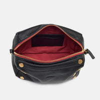 Hammitt Evan Small Crossbody in Black with Brushed Gold Red Zip