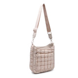 Sol and Selene Aura - Quilted Nylon Puffer Crossbody Handbag in Cream