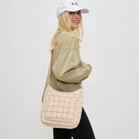 Sol and Selene Aura - Quilted Nylon Puffer Crossbody Handbag in Cream