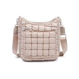 Sol and Selene Aura - Quilted Nylon Puffer Crossbody Handbag in Cream