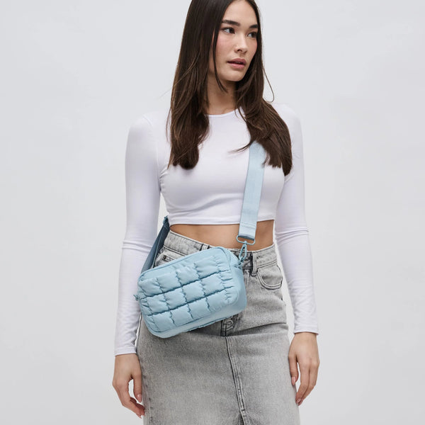 Sol and Selene Inspiration - Quilted Nylon Crossbody in Sky Blue