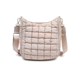 Sol and Selene Aura - Quilted Nylon Puffer Crossbody Handbag in Cream