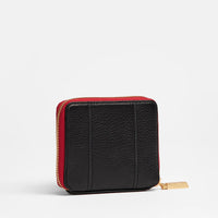 Hammitt 5 North Wallet in Black Brushed Gold Red Zip