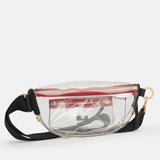 Hammitt Charles Clear Black Brushed Gold Red Zip