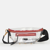 Hammitt Charles Clear Black Brushed Gold Red Zip