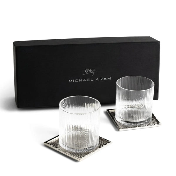 Michael Aram Ivy and Oak Glass and Coaster Set