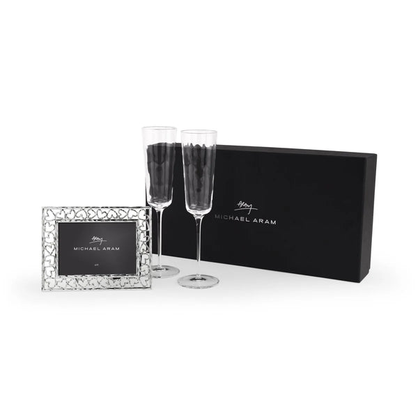 Michael Aram Reflective Champagne Flute and Frame Packaged Gift Set