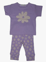 Baby Steps and Little Mish Baby Short Sleeve Shirt & Jogger Pants Set - 2x2 Lilac Daisy