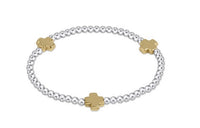 Enewton Signature Cross Sterling Silver Mixed Metal Pattern 3mm Bead Bracelet Gold