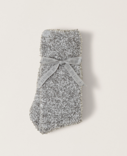 Barefoot Dreams CozyChic Heathered Socks in Moonbeam/White