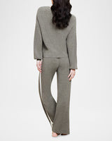 Barefoot Dreams CozyChic Ultra Lite® Contrast Ribbed Pant in Olive Branch/Pearl