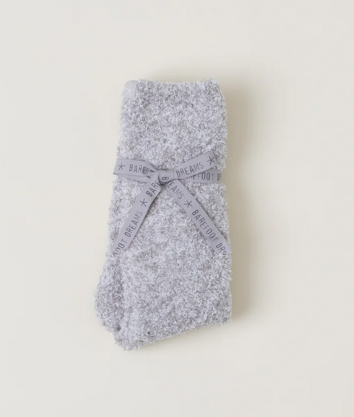 Barefoot Dreams CozyChic Heathered Socks in Oyster/White