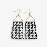 Ink + Alloy Paige Game Day Houndstooth Beaded Fringe Earrings Black and White