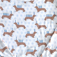 Dear Perli Footie Zippered One Piece in Hanukkah Dogs