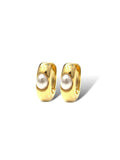Theia Isla Oval Hoop with Pearl Accent Earring