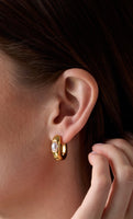 Theia Isla Oval Hoop with Pearl Accent Earring