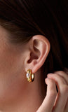 Theia Isla Oval Hoop with Pearl Accent Earring