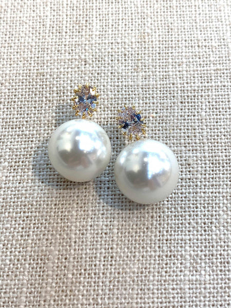 Theia Elle CZ Stud with Pearl Drop Earring
