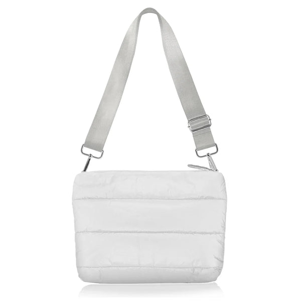 Hi Love Crossbody Puffer Handbag in Shimmer White