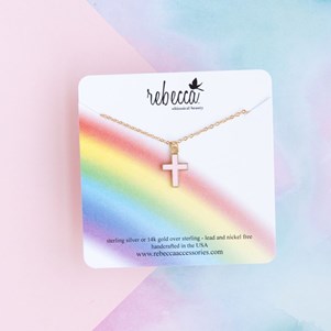 Rebecca Pink Cross Necklace