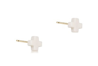 Enewton Signature Cross Small Stud Off-White