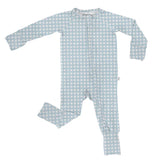Goosies Long Sleeve Zip PJ - Gingham in Cottage Blue