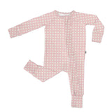 Goosies Long Sleeve Zip PJ - Gingham in Cottage Pink
