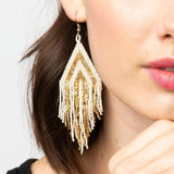 Ink + Alloy Gold And Ivory Luxe Stripe Fringe Earring